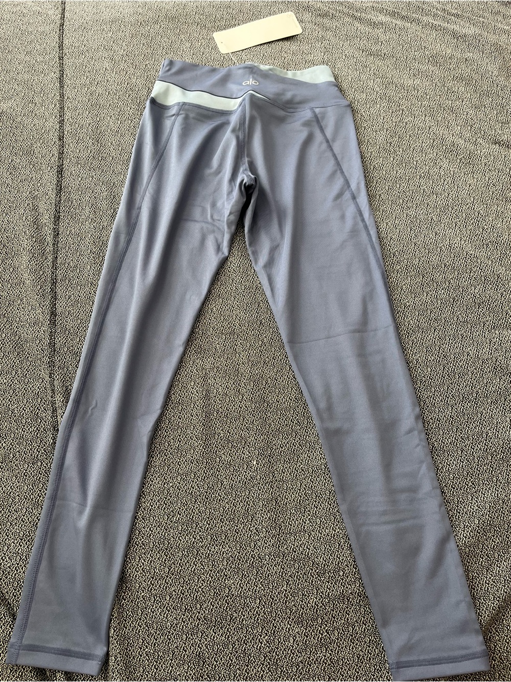 ALO Yoga Slate Blue Leggings with Mint Waistband